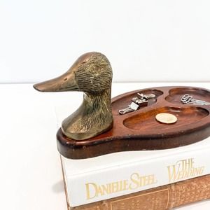 Vintage Brass Duck Head Vide Poche Trinket Valet Tray
